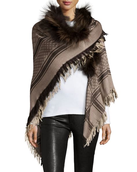 gucci fox fur trim scarf|Gucci Survie Fox Fur Scarf .